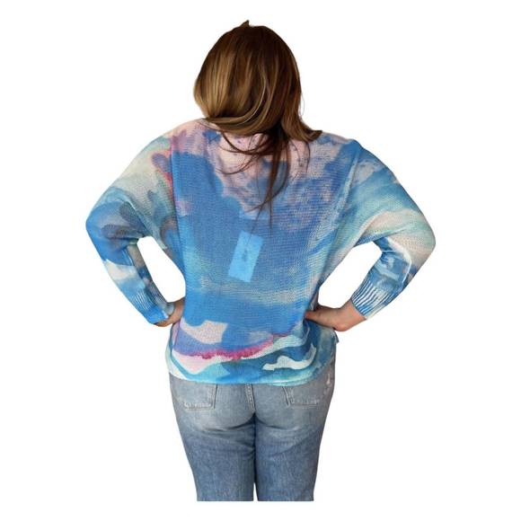 NEW LOOK MODE USA shades of the tide batwing sweater in bright blue - Picture 2 of 3